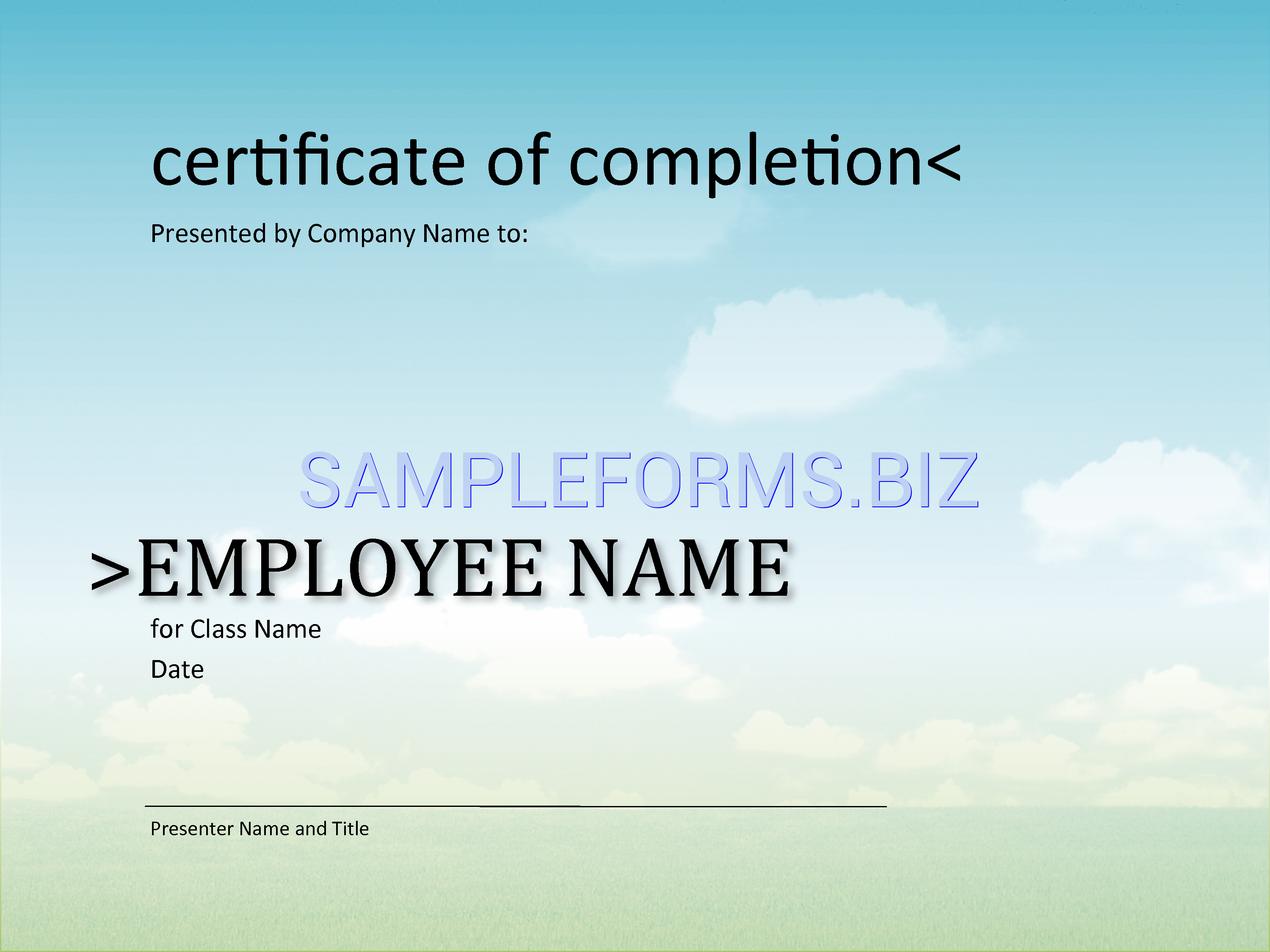 Preview free downloadable Certificate of Completion Template 2 in PDF (page 1)