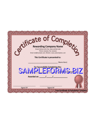 Certificate of Completion Template 3 docx pdf free